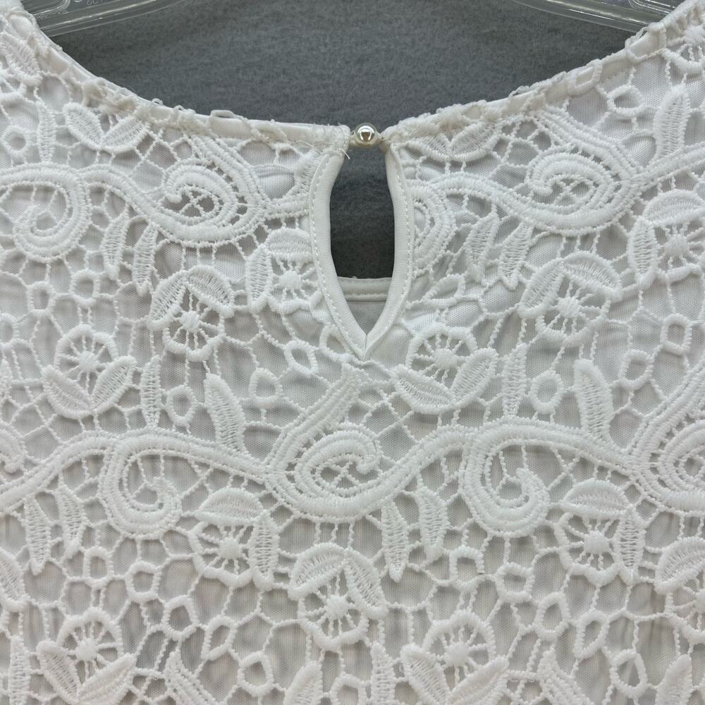 NWT Philosophy Top Women's XXL White Lace Crochet Look Lined Feminine - Picture 10 of 12